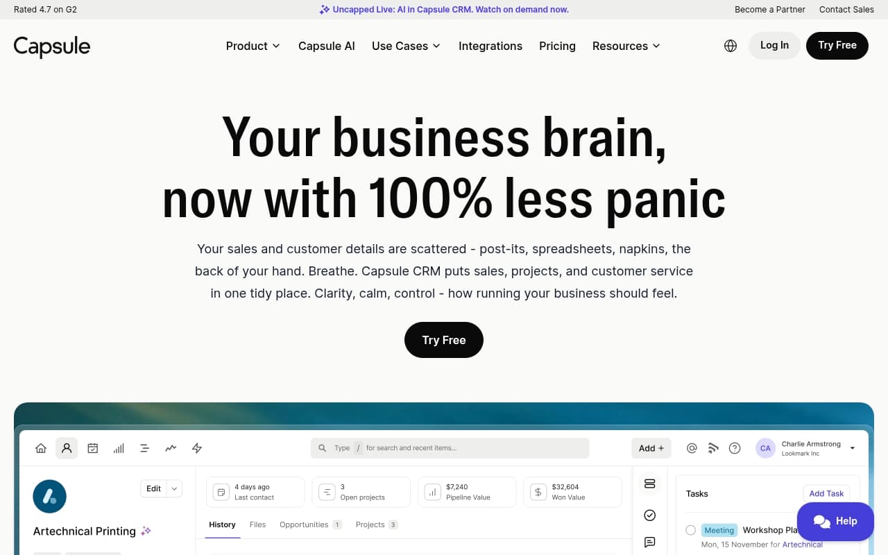 Capsule CRM screenshot