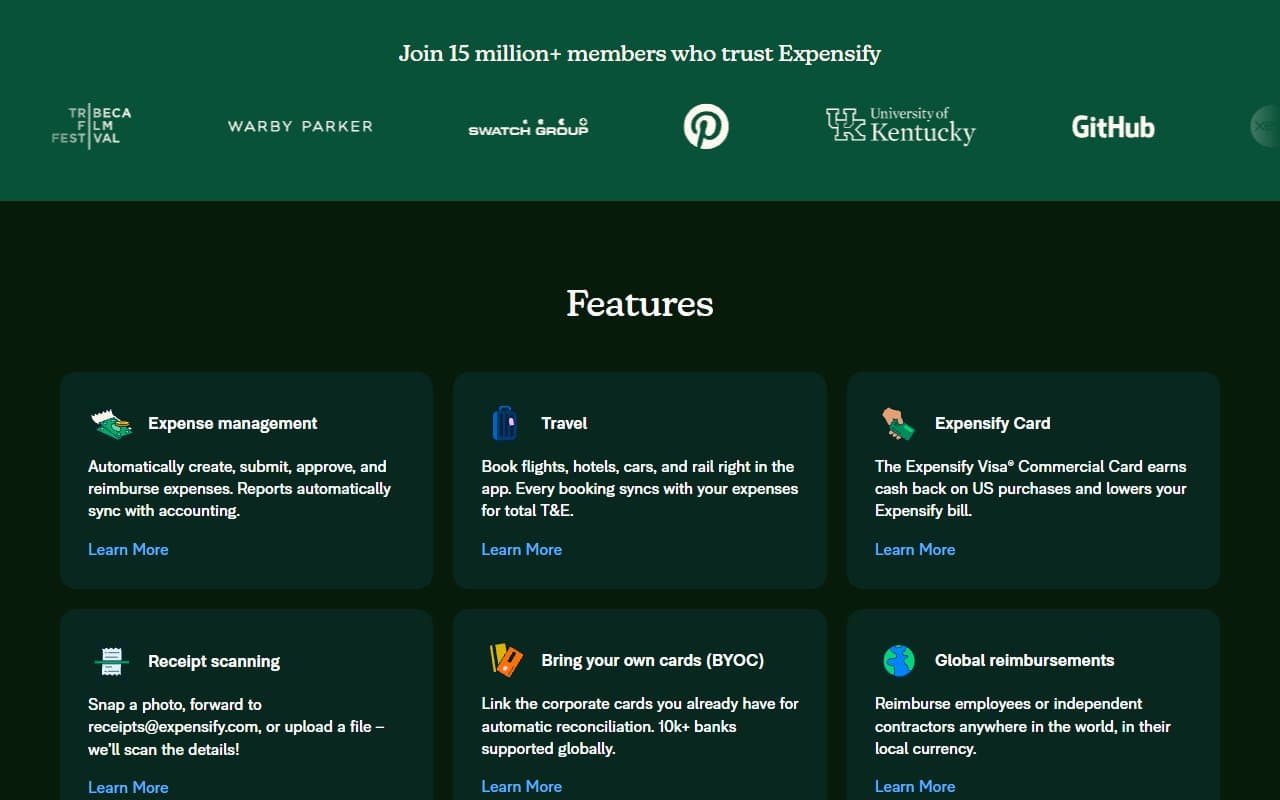 Expensify screenshot