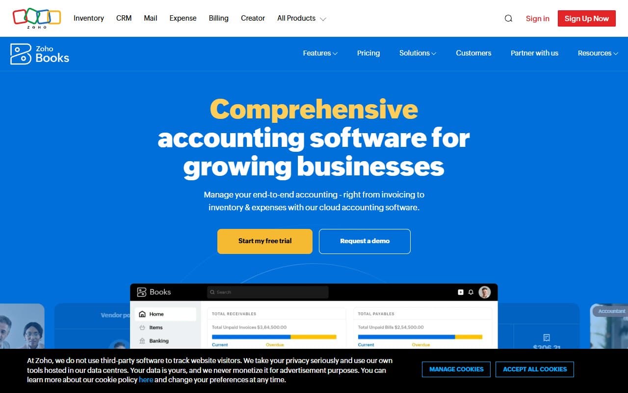 Zoho Books screenshot